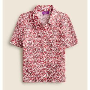 J. Crew X Liberty Fabrics Smocked Button Up Top Women XXS Red Eliza Floral Print